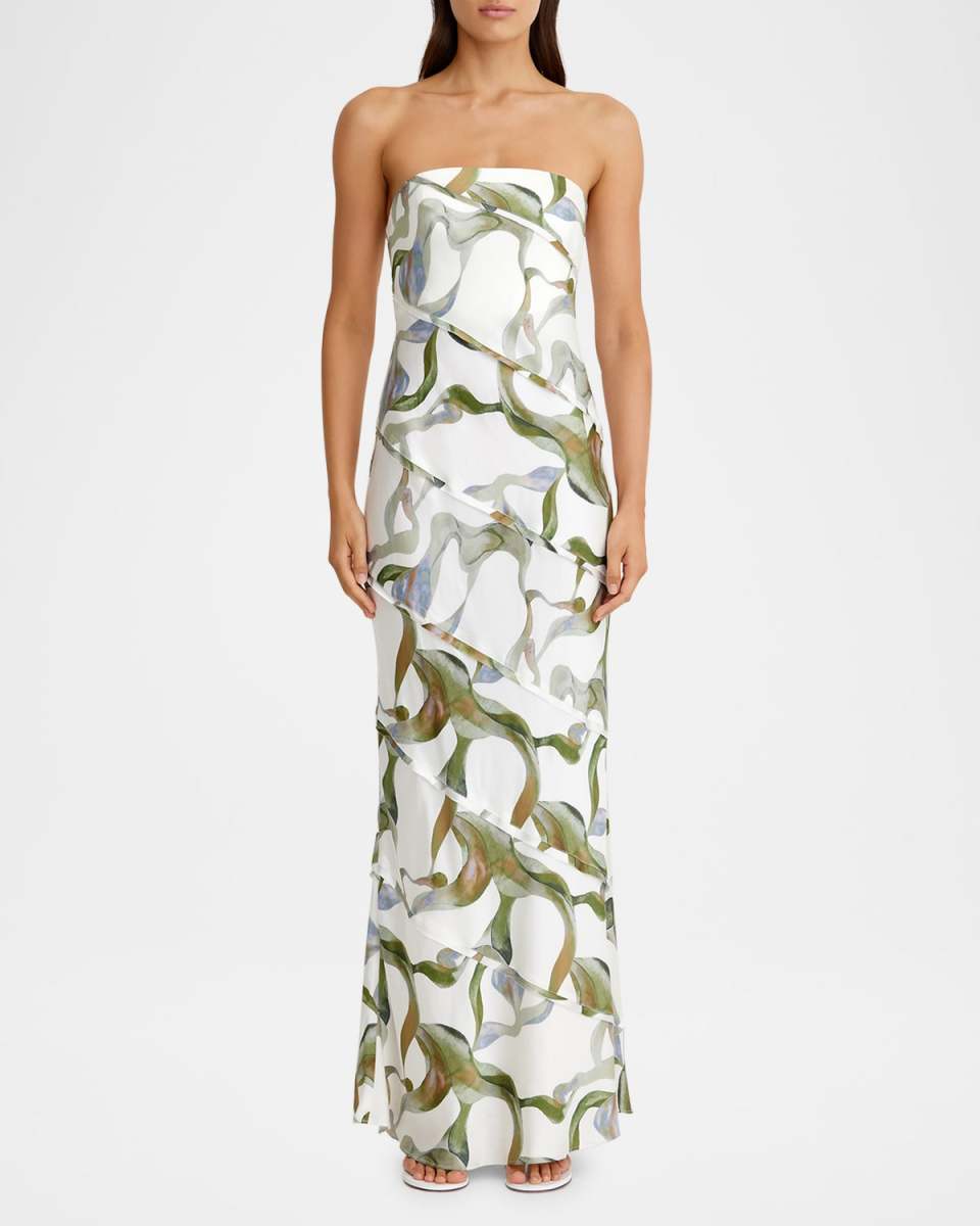 Aurelia Strapless Tiered-Seams Maxi Dress